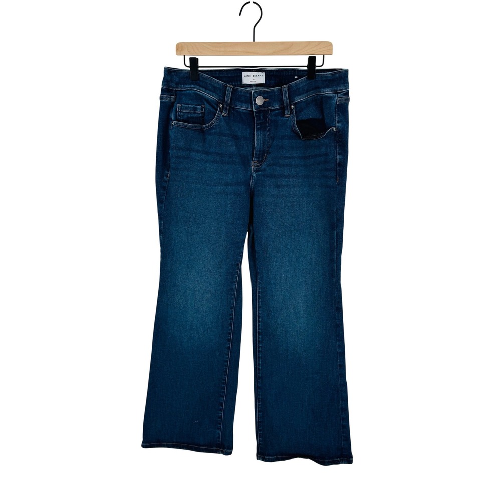 Lane Bryant Wide Leg Jeans Blue Denim Short Inseam 14S Flattering Comfortable